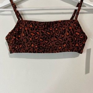 Xhilaration Women’s Hipster Bikini Swim Top Maroon Animal Print NWT
